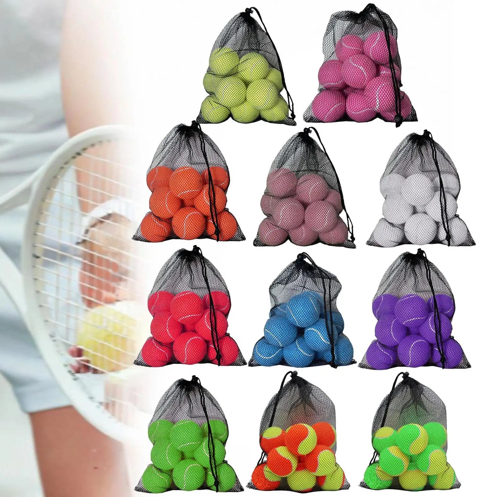 Lot de 12 Balles de Tennis avec Sac de Rangement Quirisitos