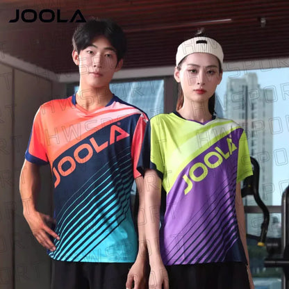 JOOLA 3205 Table Tennis Clothes Men Women Sports Clothing Suit Quick Dry Ping Pong T Shirt Short Sleeve Workout Jersey Quirisitos