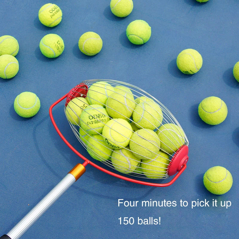 Tennis Ball Picker Collector Retriever Long Handle Telescopic Ball Trainer Pickup Basket Container Picking Collecter Quirisitos